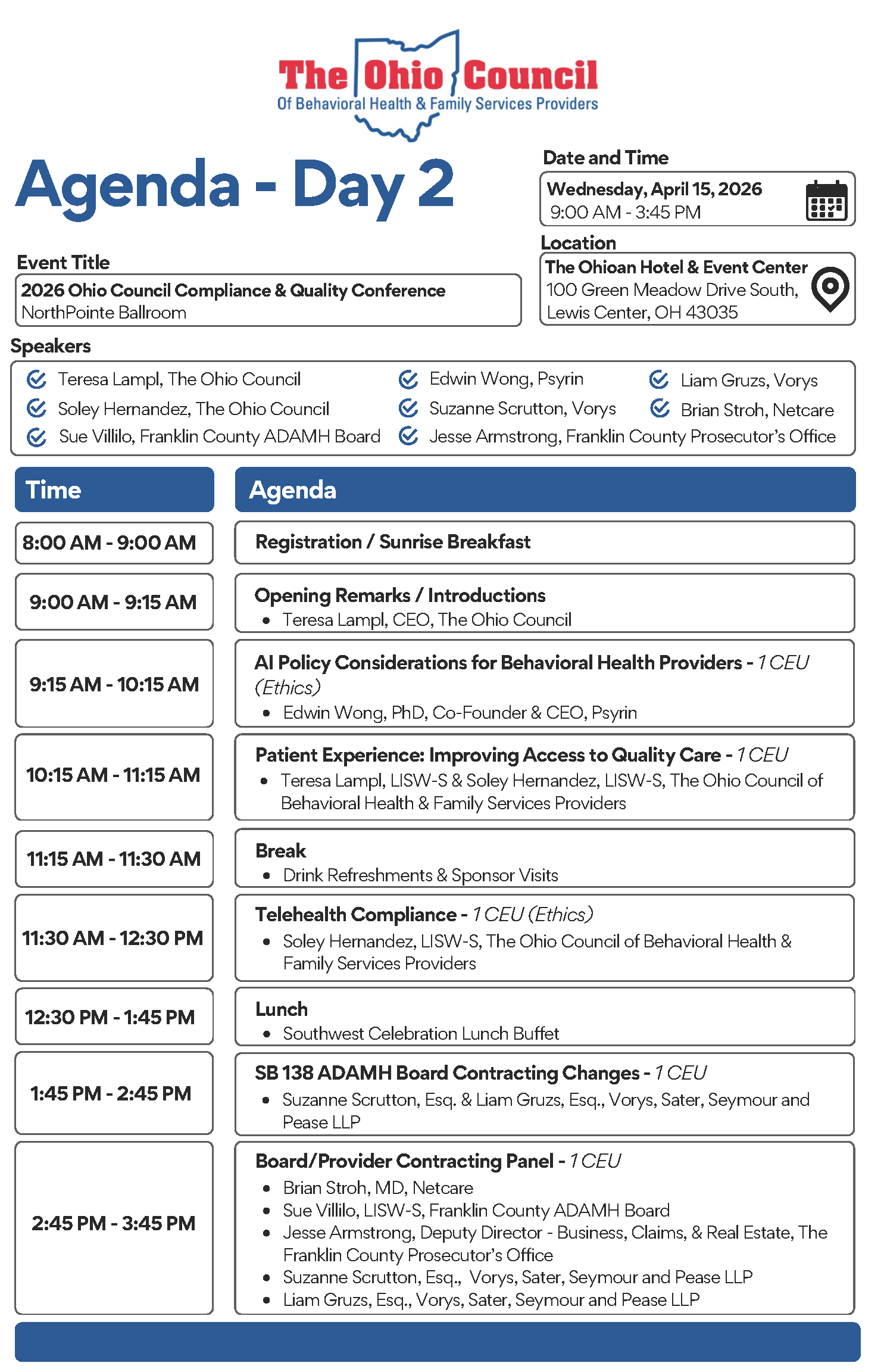 Day 2 Agenda Preview
